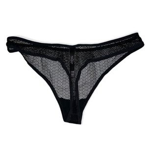 NWOT VICTORIA’S SECRET Black Mesh Thong Panties Size Medium